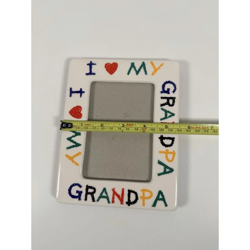 Vintage I LOVE MY GRANDPA Ceramic Picture Frame 5.5